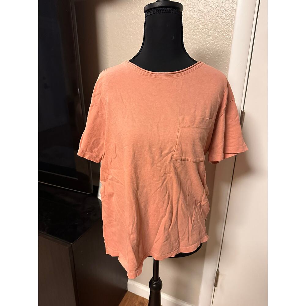 Madewell Whisper Cotton Pocket Tee - Coral Pink Short Sleeve T-Shirt Size Small